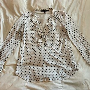 White House Black Market Black and White Polka Dot Blouse